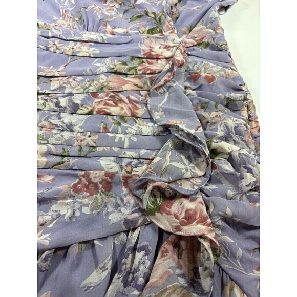 ASTR the Label Kiana Dress Light Purple Floral Small Ruffles Ruched Wedding - Picture 12 of 16